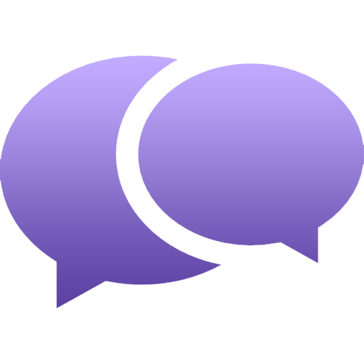 purple follow up chat bubbles icon